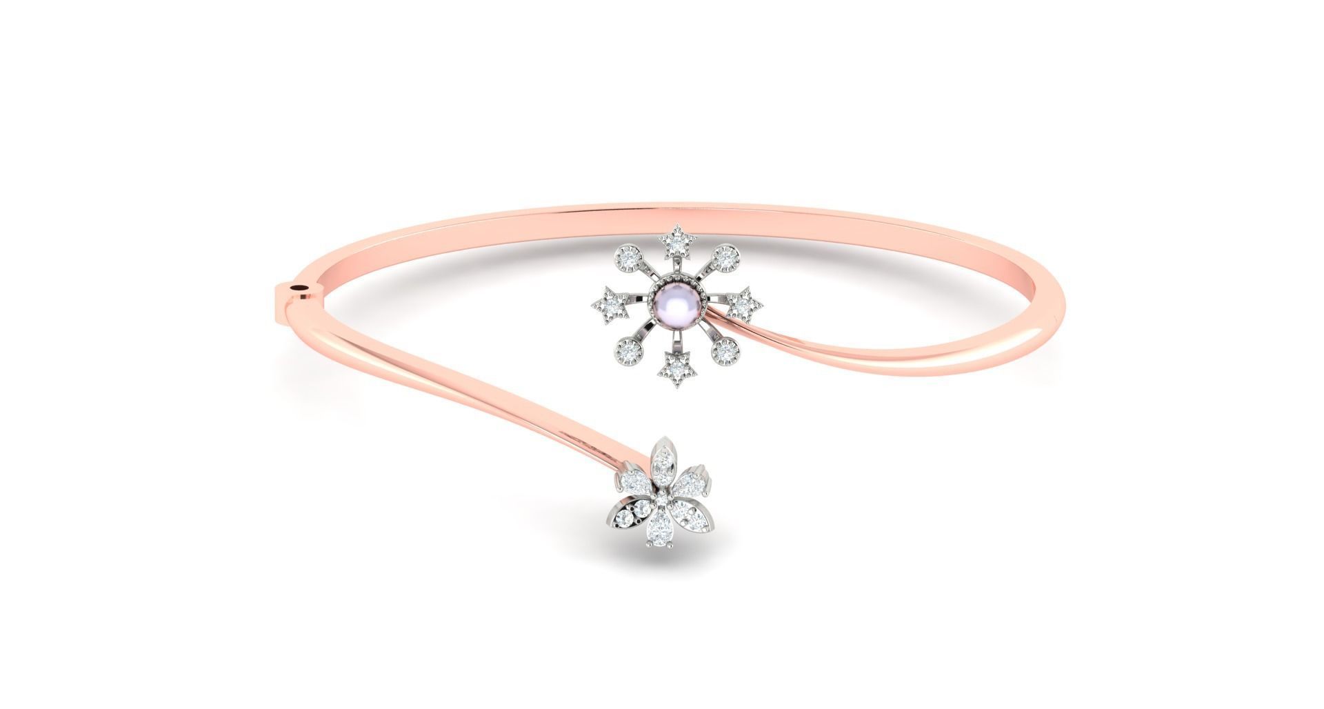 Blooming Flower Pearl Diamond Bracelet 3dm stl render detail 3D print model_2