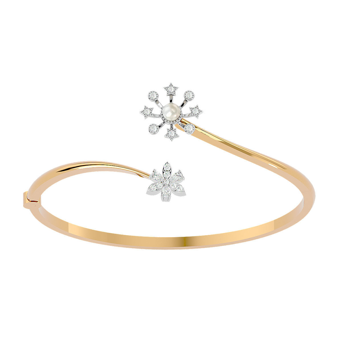 Blooming Flower Pearl Diamond Bracelet 3dm stl render detail 3D print model_14