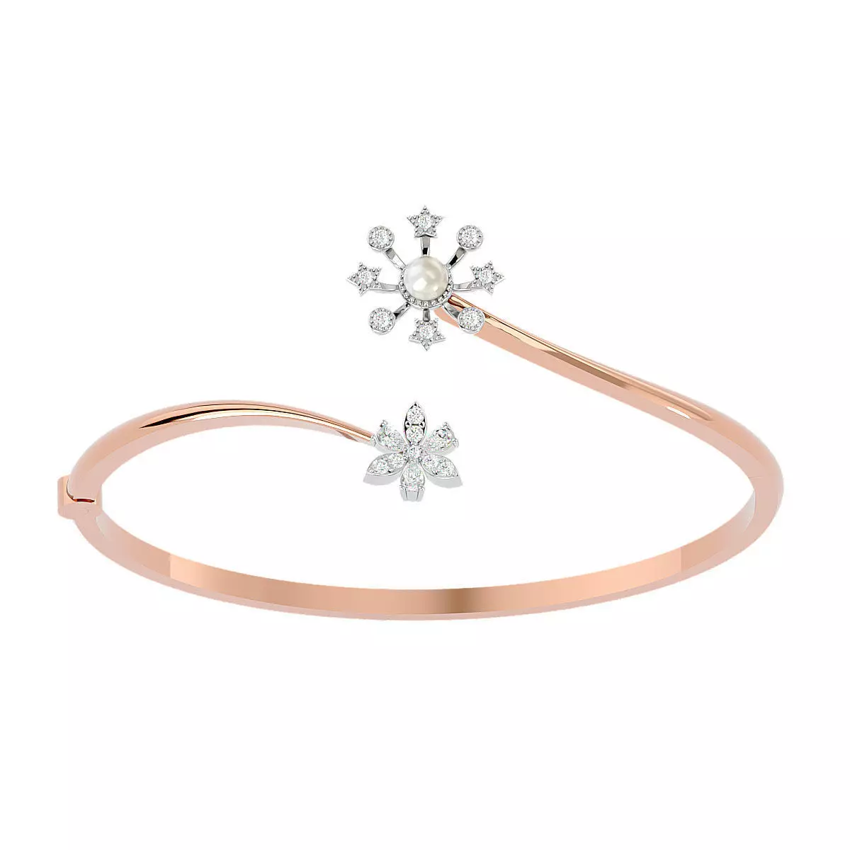 Blooming Flower Pearl Diamond Bracelet 3dm stl render detail 3D print model_0