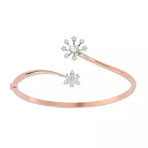 Blooming Flower Pearl Diamond Bracelet 3dm stl render detail 3D print model