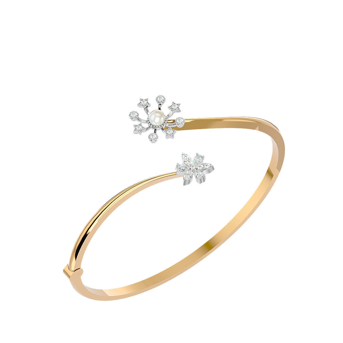 Blooming Flower Pearl Diamond Bracelet 3dm stl render detail 3D print model_7