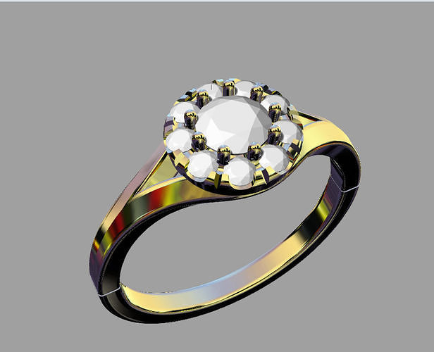 diana ring 4mm central stone 3D print model