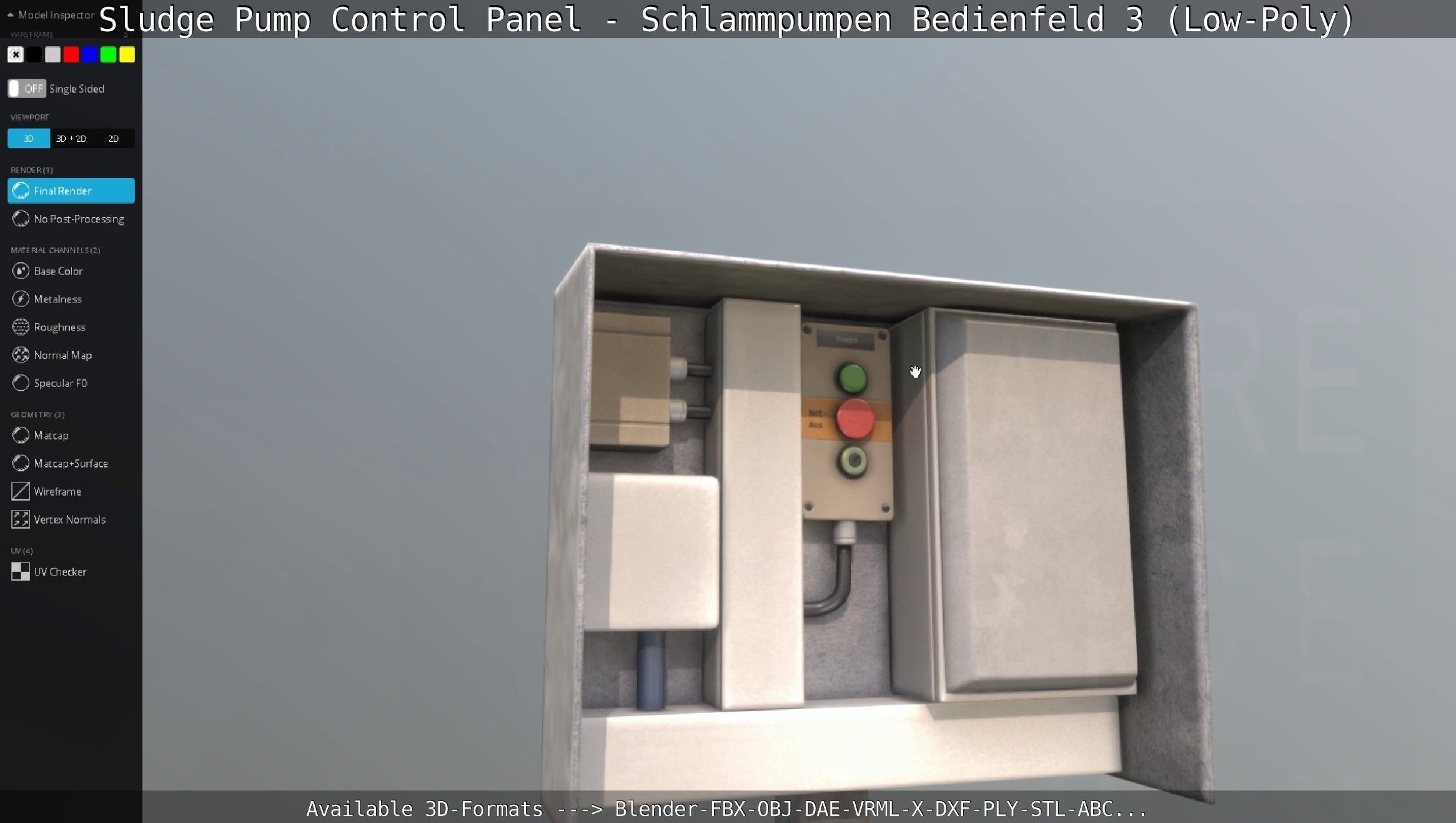 Sludge Pump Control Panel - Schlammpumpen Bedienfeld 3 Low-Poly Low-poly 3D model_134
