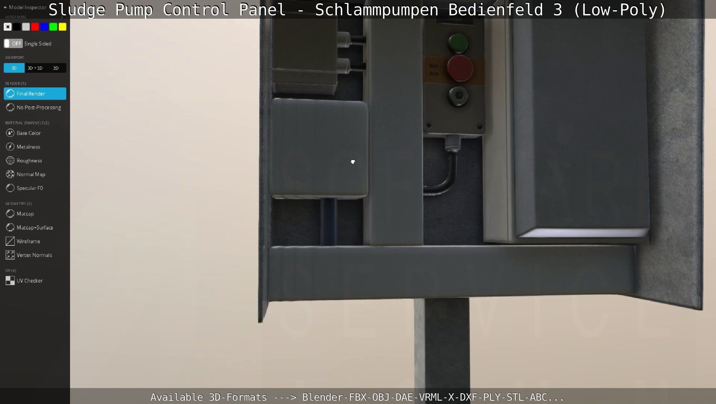 Sludge Pump Control Panel - Schlammpumpen Bedienfeld 3 Low-Poly Low-poly 3D model_43