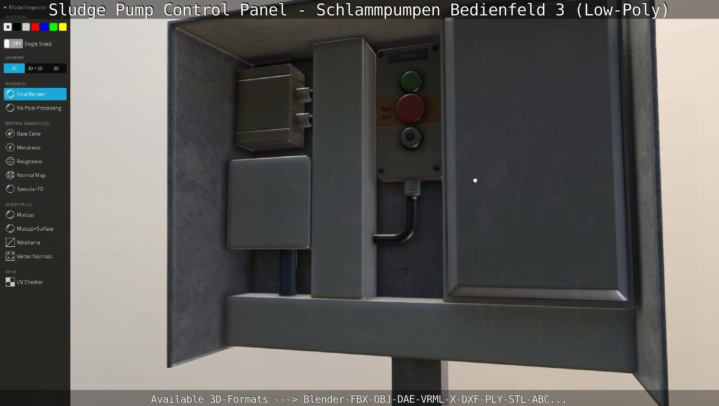 Sludge Pump Control Panel - Schlammpumpen Bedienfeld 3 Low-Poly Low-poly 3D model_42