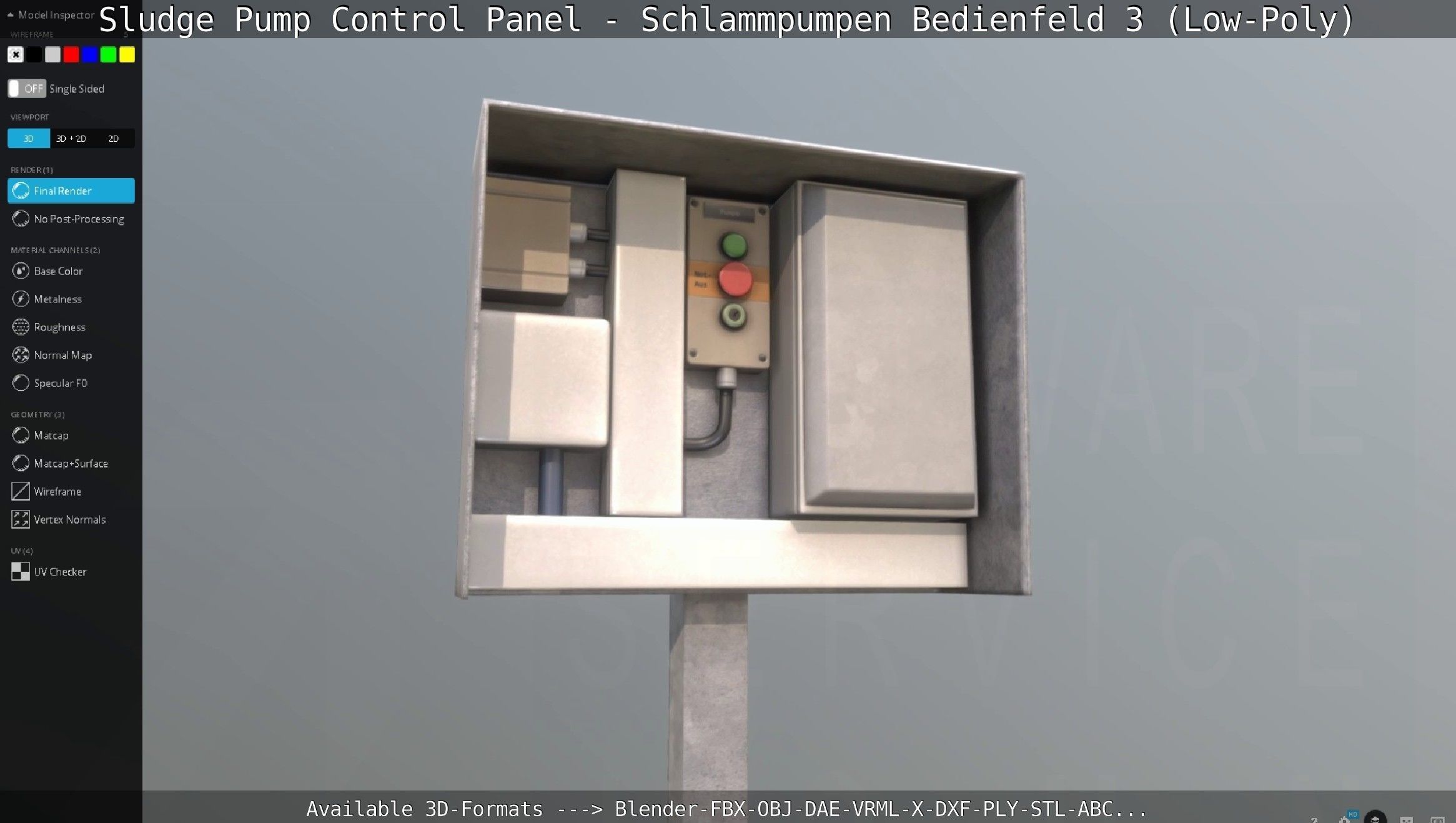 Sludge Pump Control Panel - Schlammpumpen Bedienfeld 3 Low-Poly Low-poly 3D model_147
