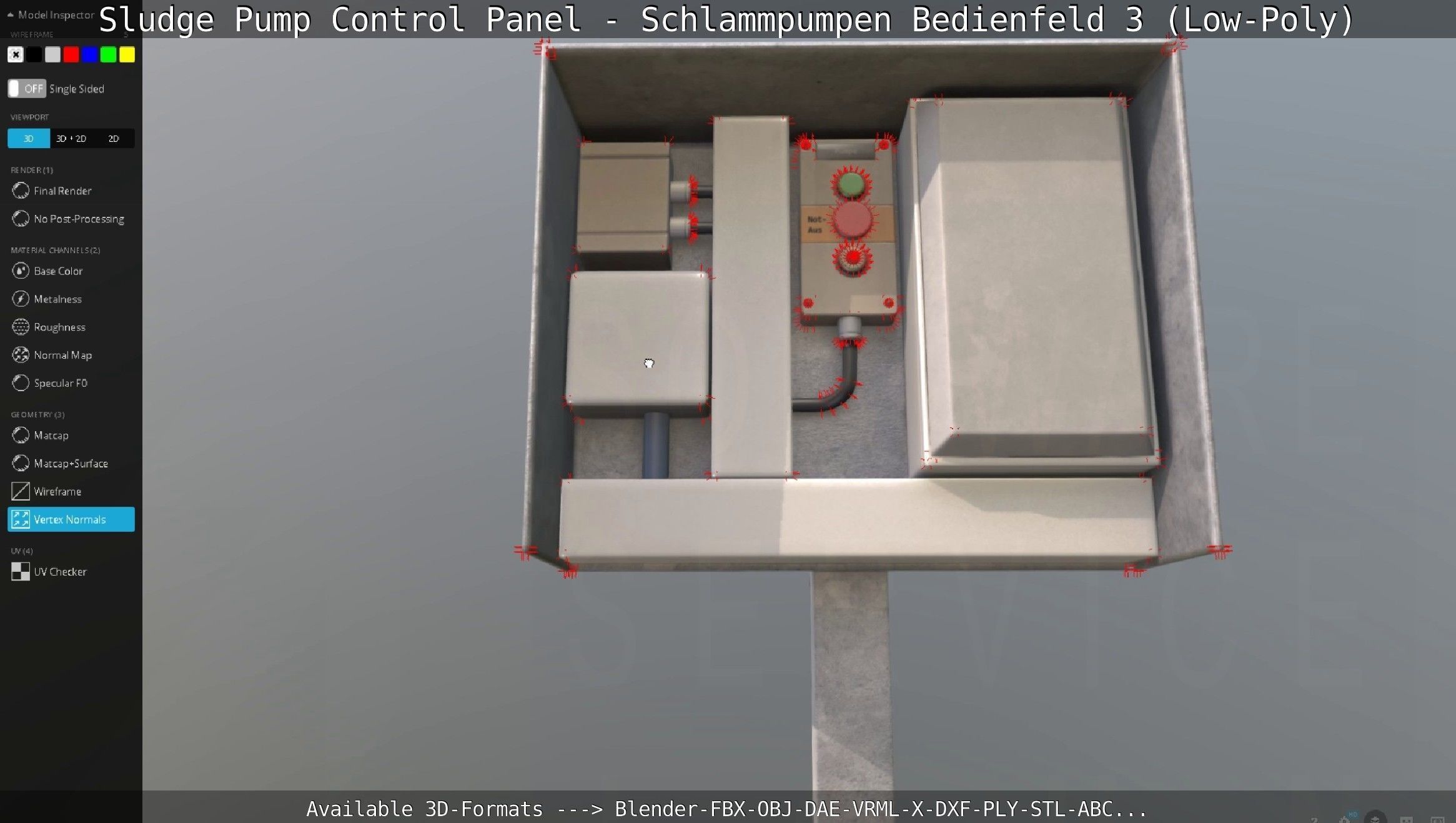 Sludge Pump Control Panel - Schlammpumpen Bedienfeld 3 Low-Poly Low-poly 3D model_33