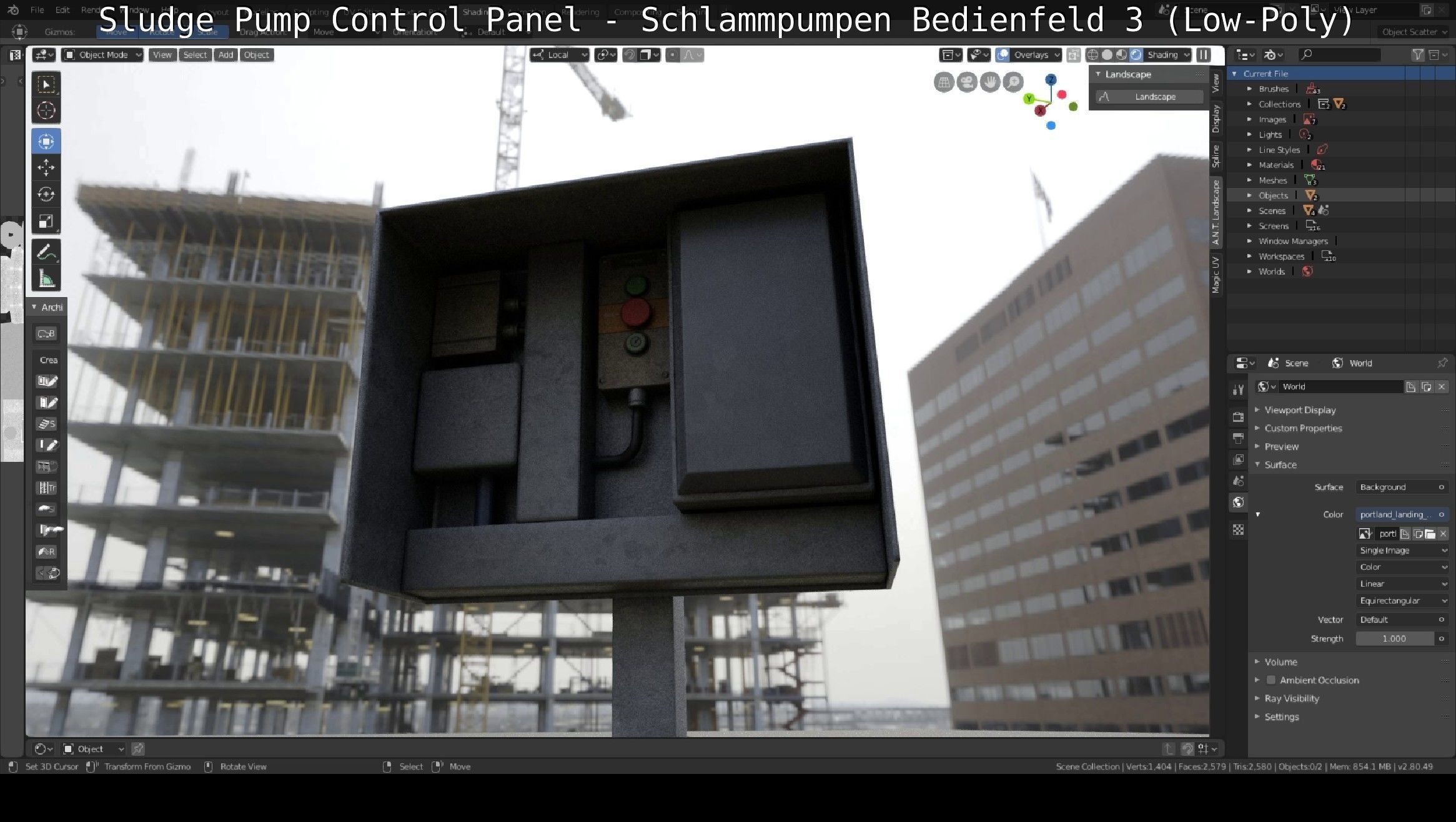 Sludge Pump Control Panel - Schlammpumpen Bedienfeld 3 Low-Poly Low-poly 3D model_6