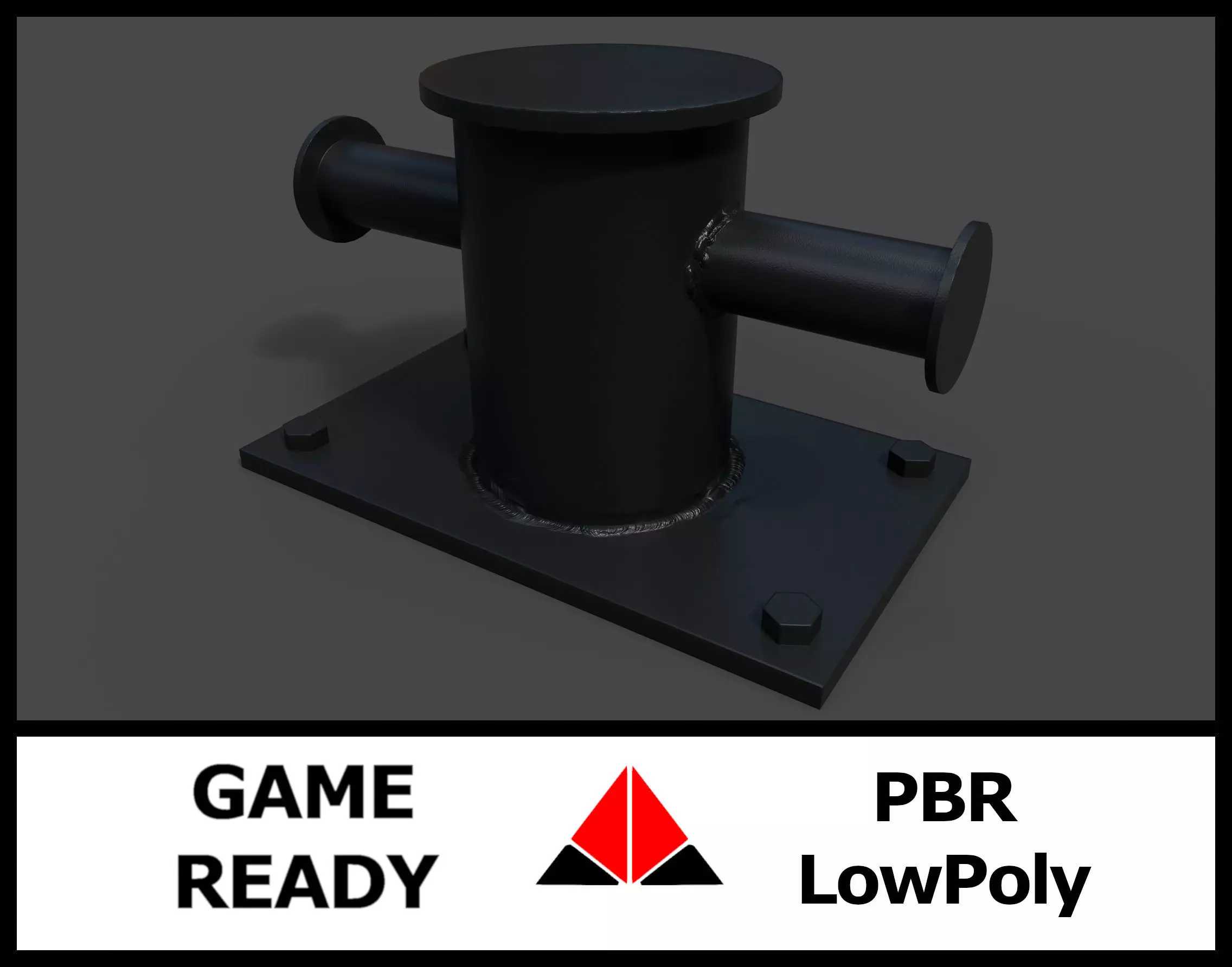 Sea bollard for ship and yachts Low-poly 3D model_0