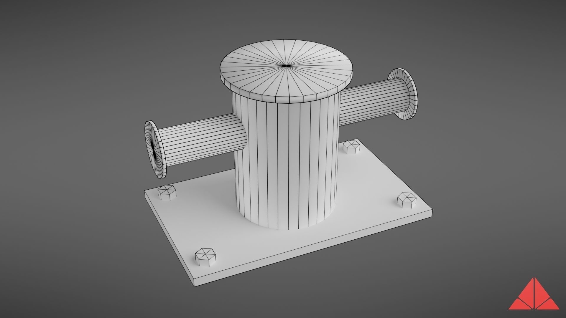 Sea bollard for ship and yachts Low-poly 3D model_27