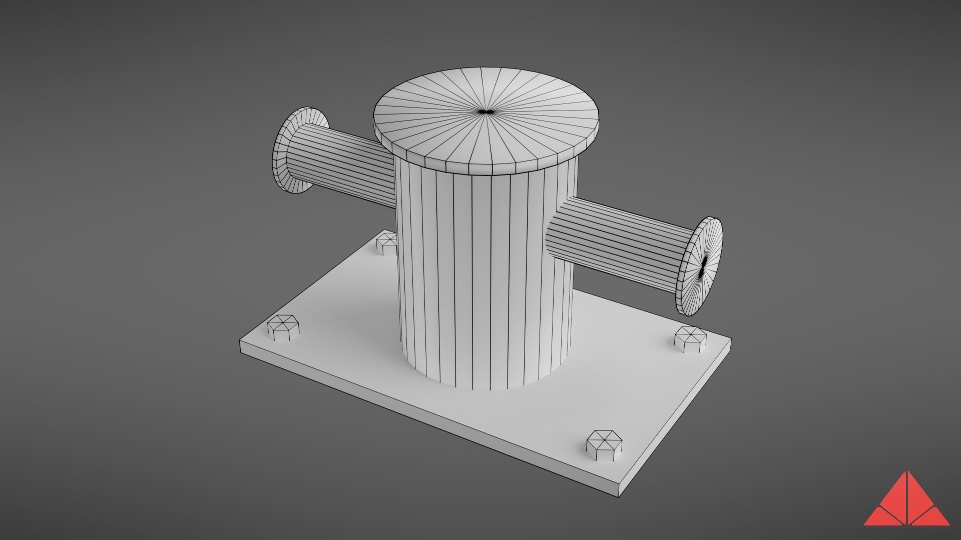 Sea bollard for ship and yachts Low-poly 3D model_32