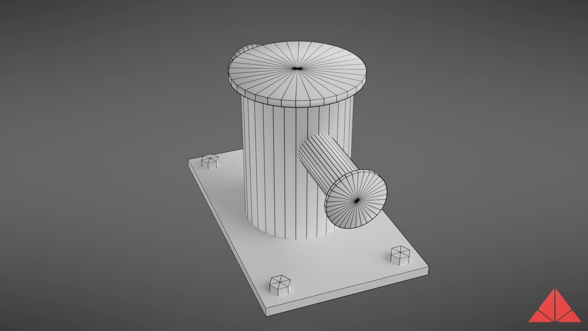 Sea bollard for ship and yachts Low-poly 3D model_38