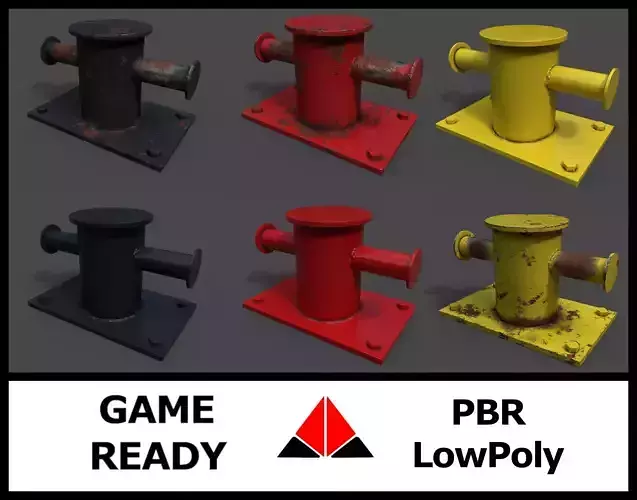 Sea bollard for ship and yachts Low-poly 3D model