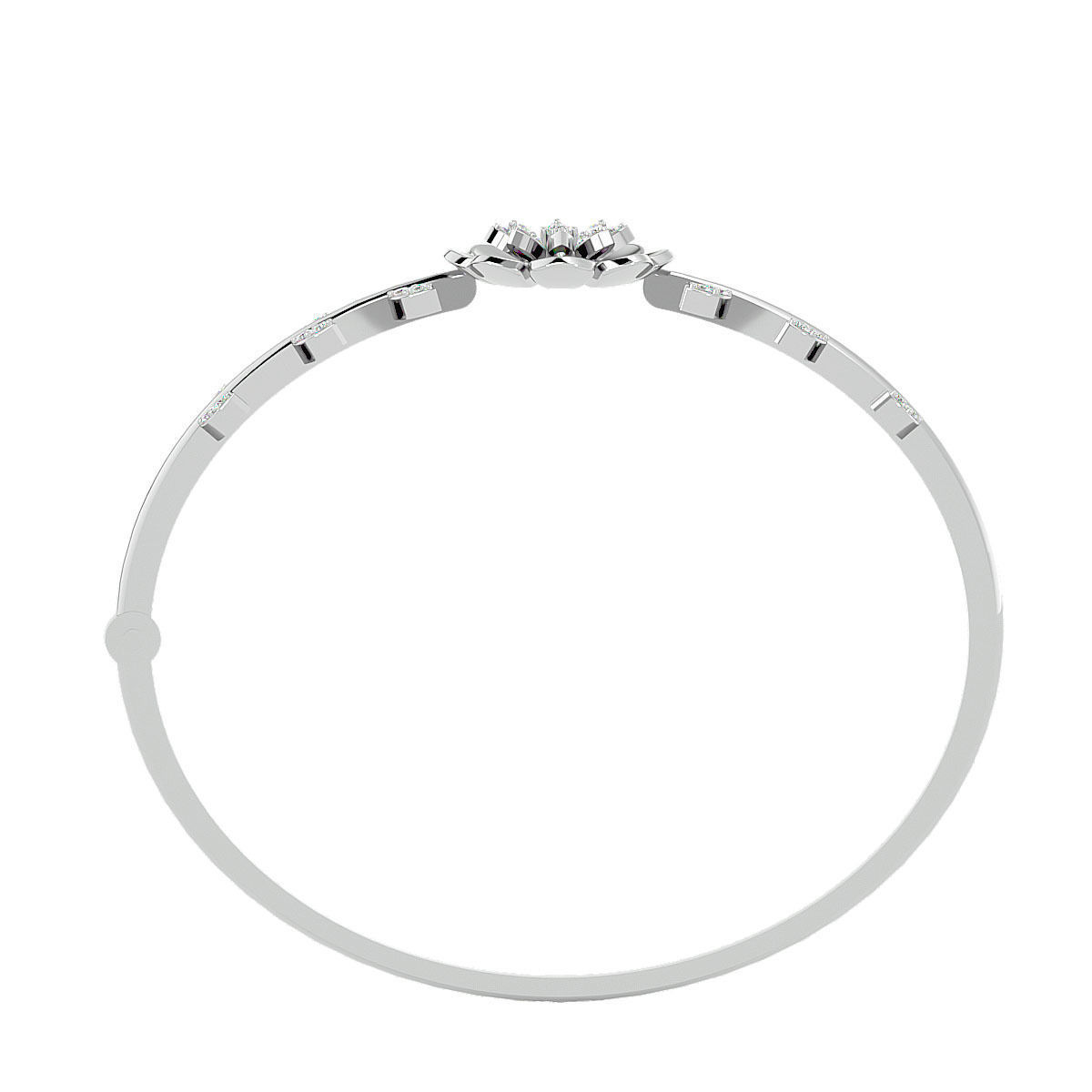 Blooming Flower and Leaf Diamond Bracelet 3dm stl render detail 3D print model_14