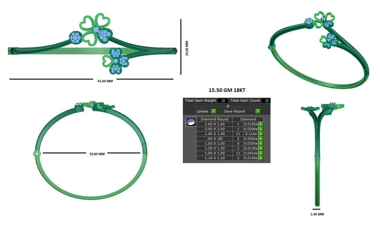 Blooming Flower Bracelet 3dm stl render detail 3D print model 3D print model_2