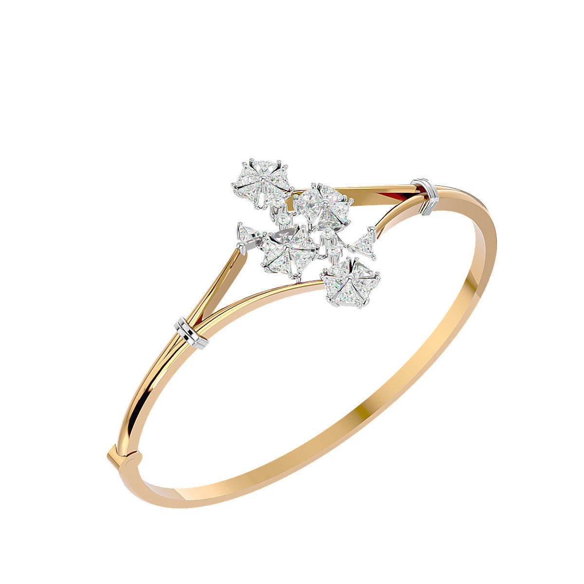 Blooming Flower Diamond Bracelet 3dm stl render detail 3D print model_6