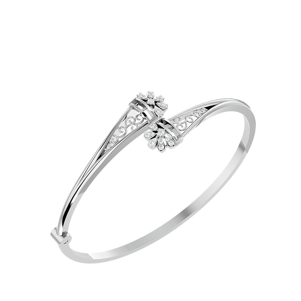 Blooming Flower Diamond Bracelet 3dm stl render detail 3D print model_5