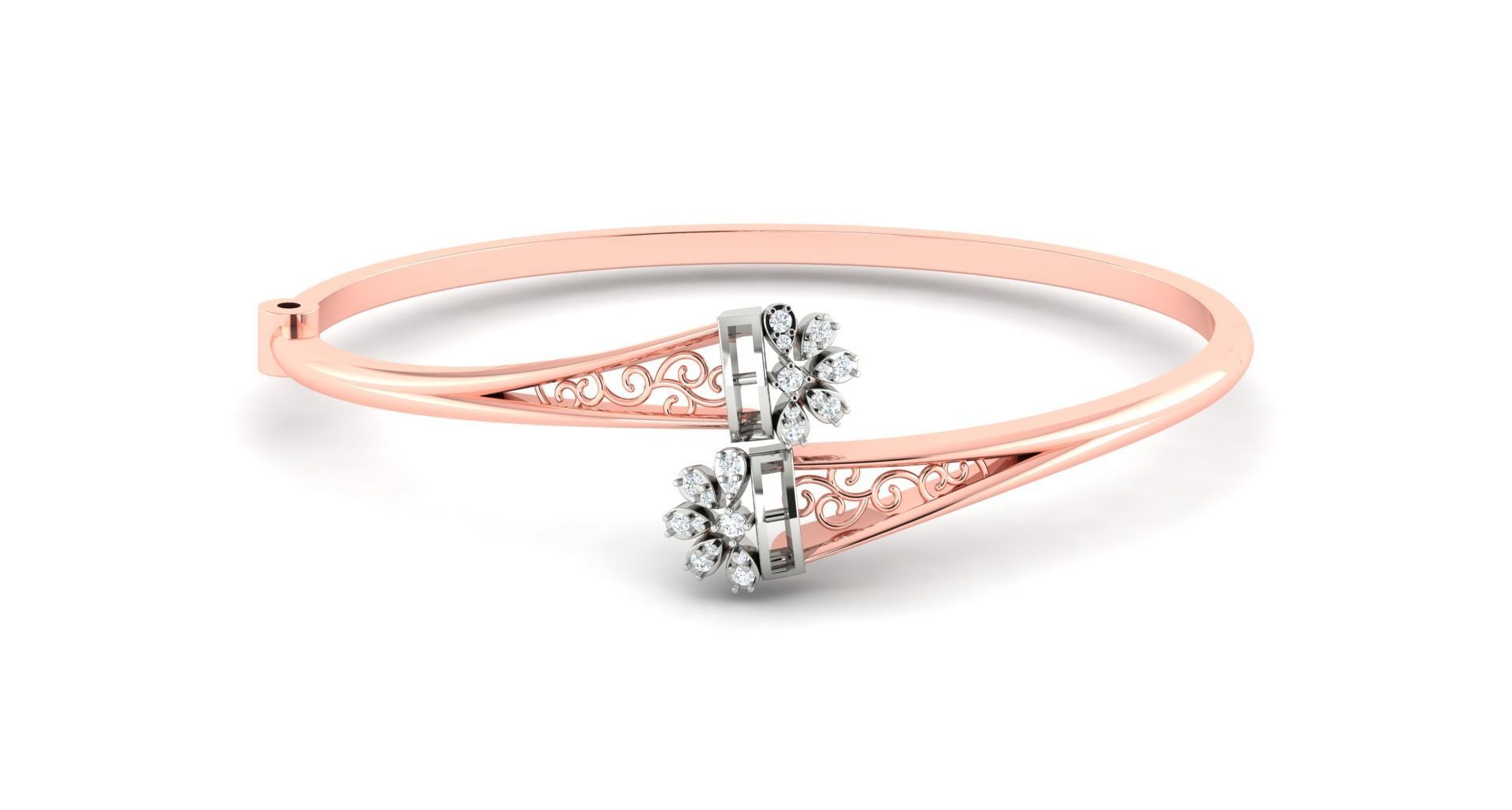 Blooming Flower Diamond Bracelet 3dm stl render detail 3D print model_3