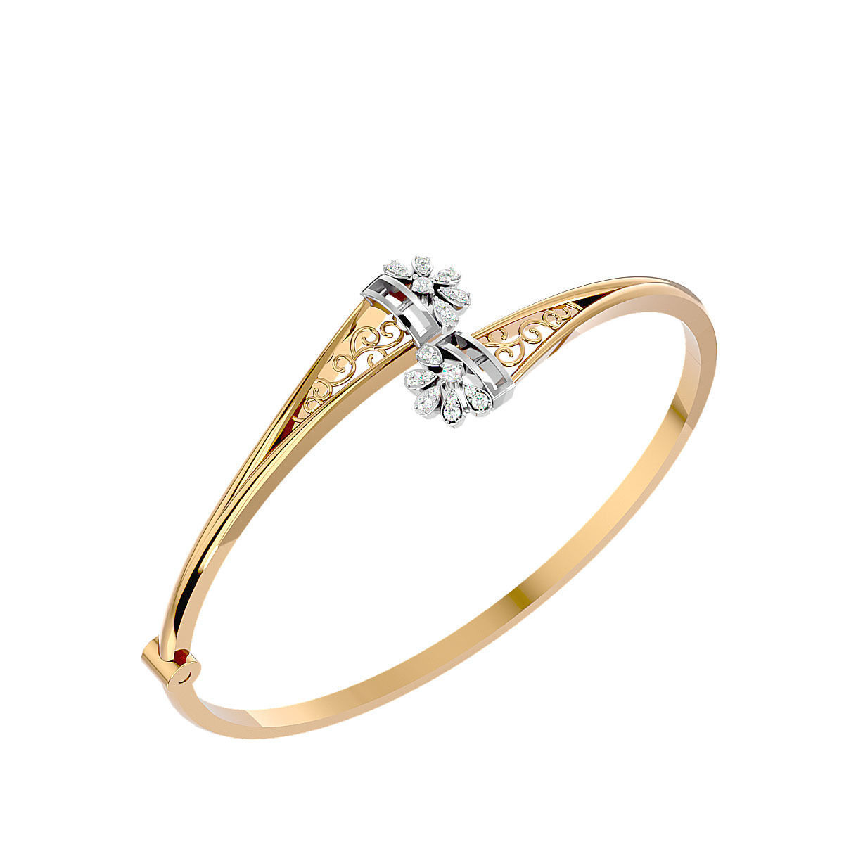 Blooming Flower Diamond Bracelet 3dm stl render detail 3D print model_9