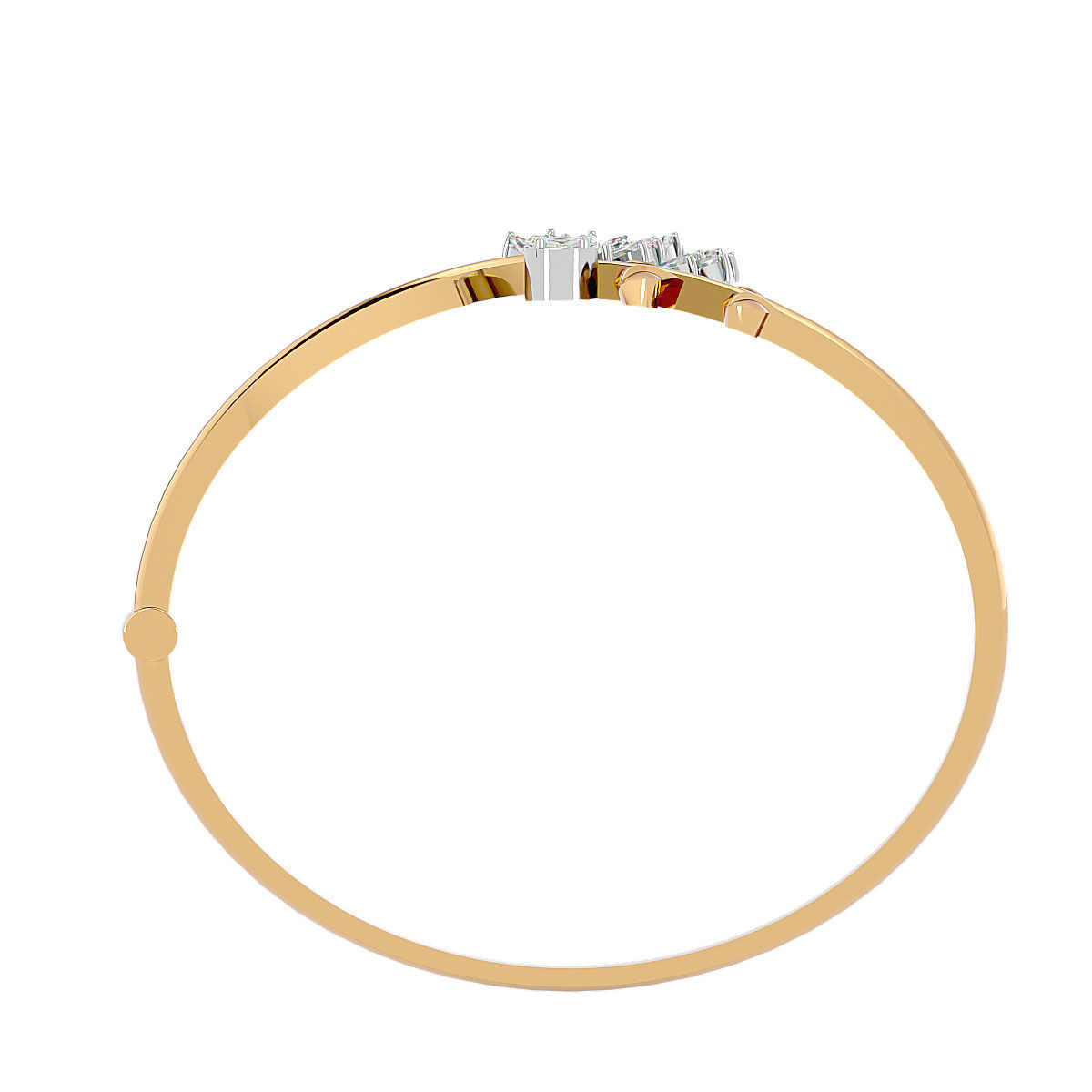 Blooming Flower and Leaf Diamond Bracelet 3dm stl render detail 3D print model_5