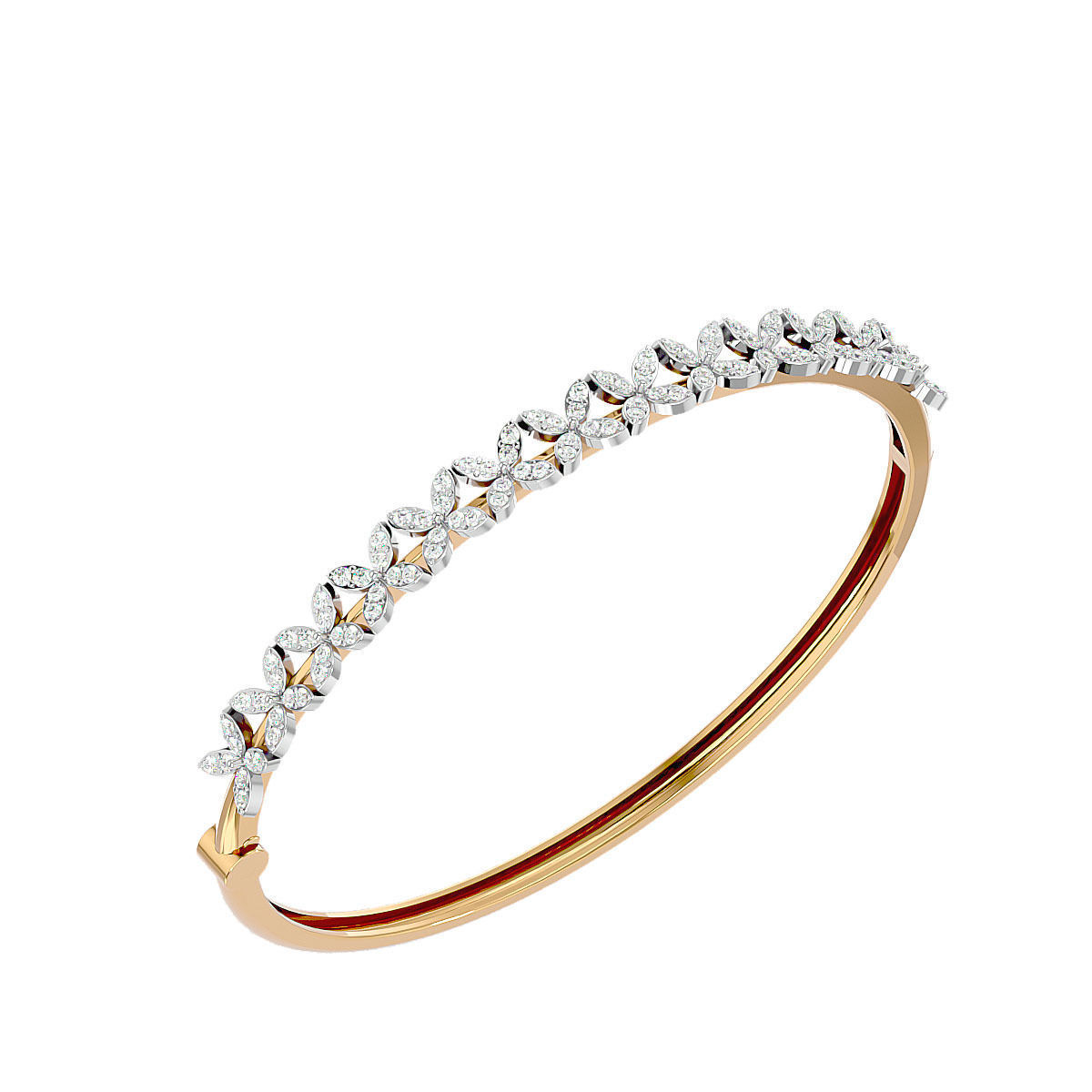 Flower and Leaf Bracelet 3dm stl render detail 3D print model_7