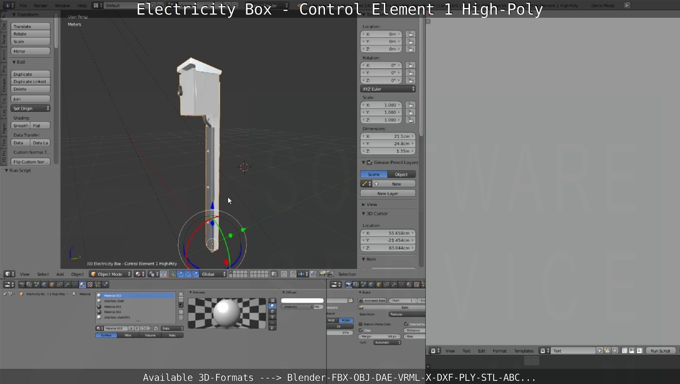 Electricity Box - Control Element 1 High-Poly Version 3D model_99