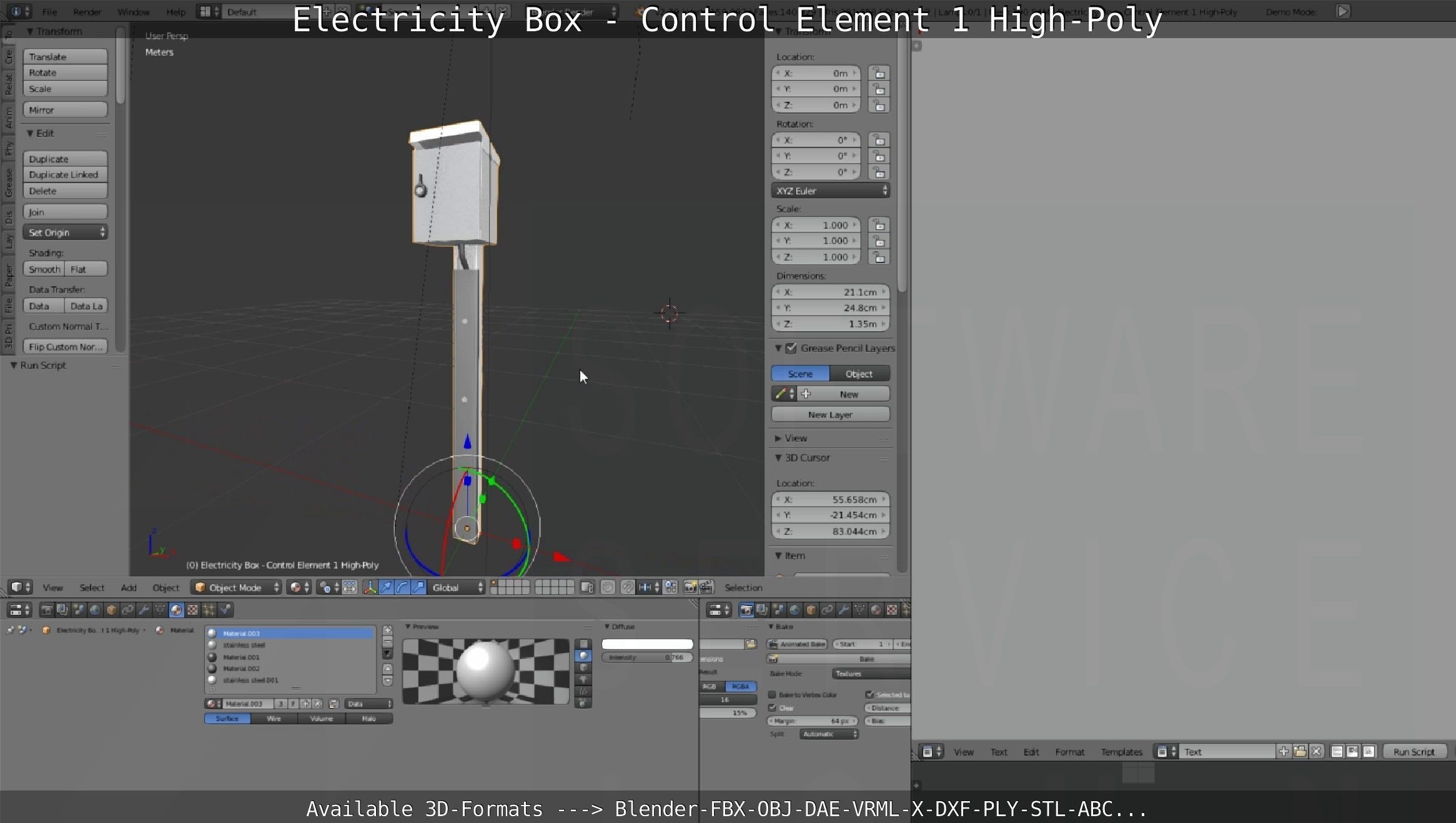 Electricity Box - Control Element 1 High-Poly Version 3D model_97