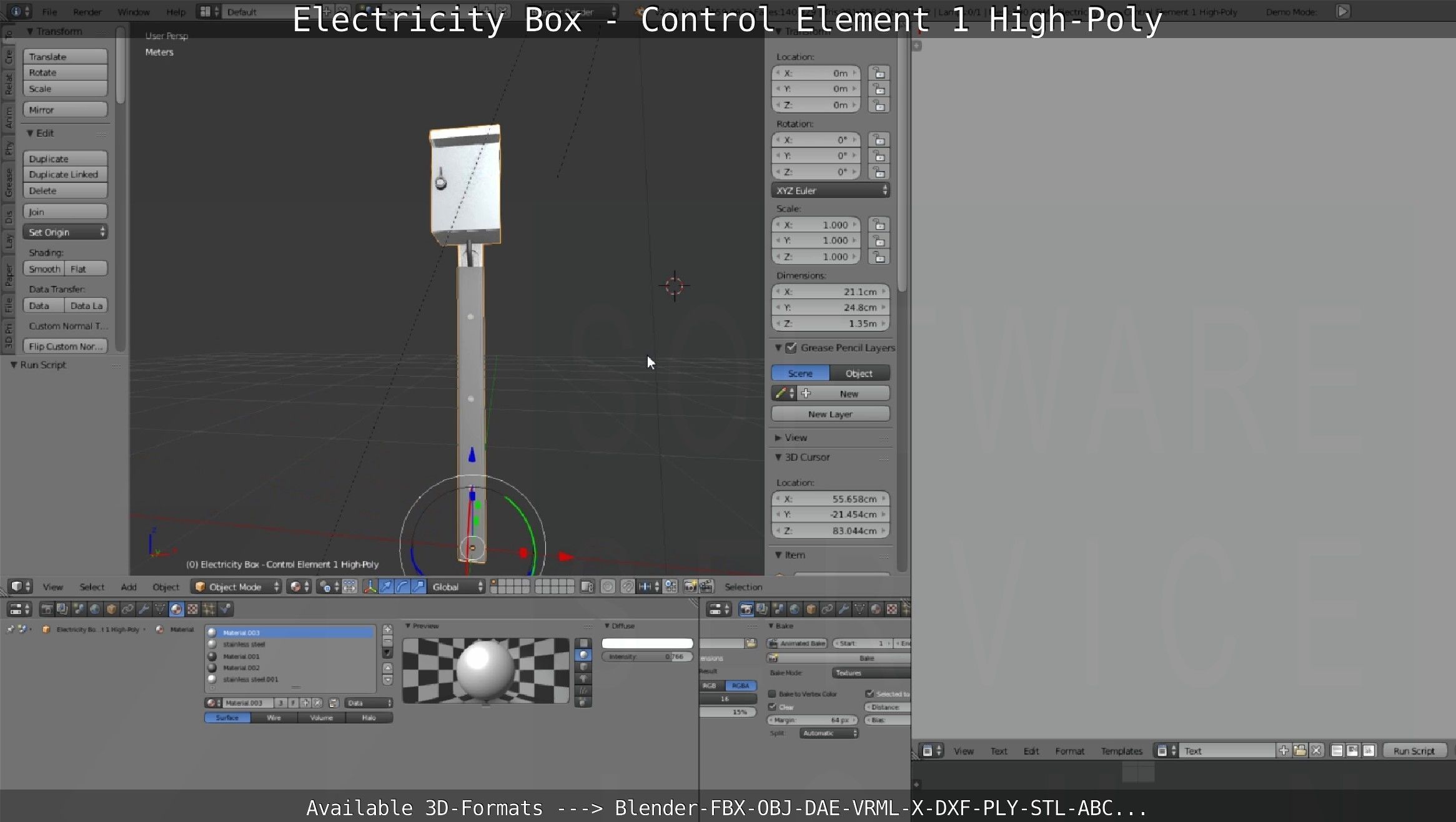 Electricity Box - Control Element 1 High-Poly Version 3D model_100