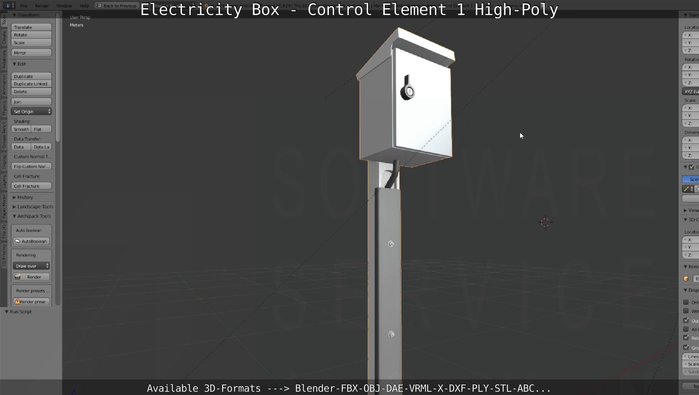 Electricity Box - Control Element 1 High-Poly Version 3D model_110