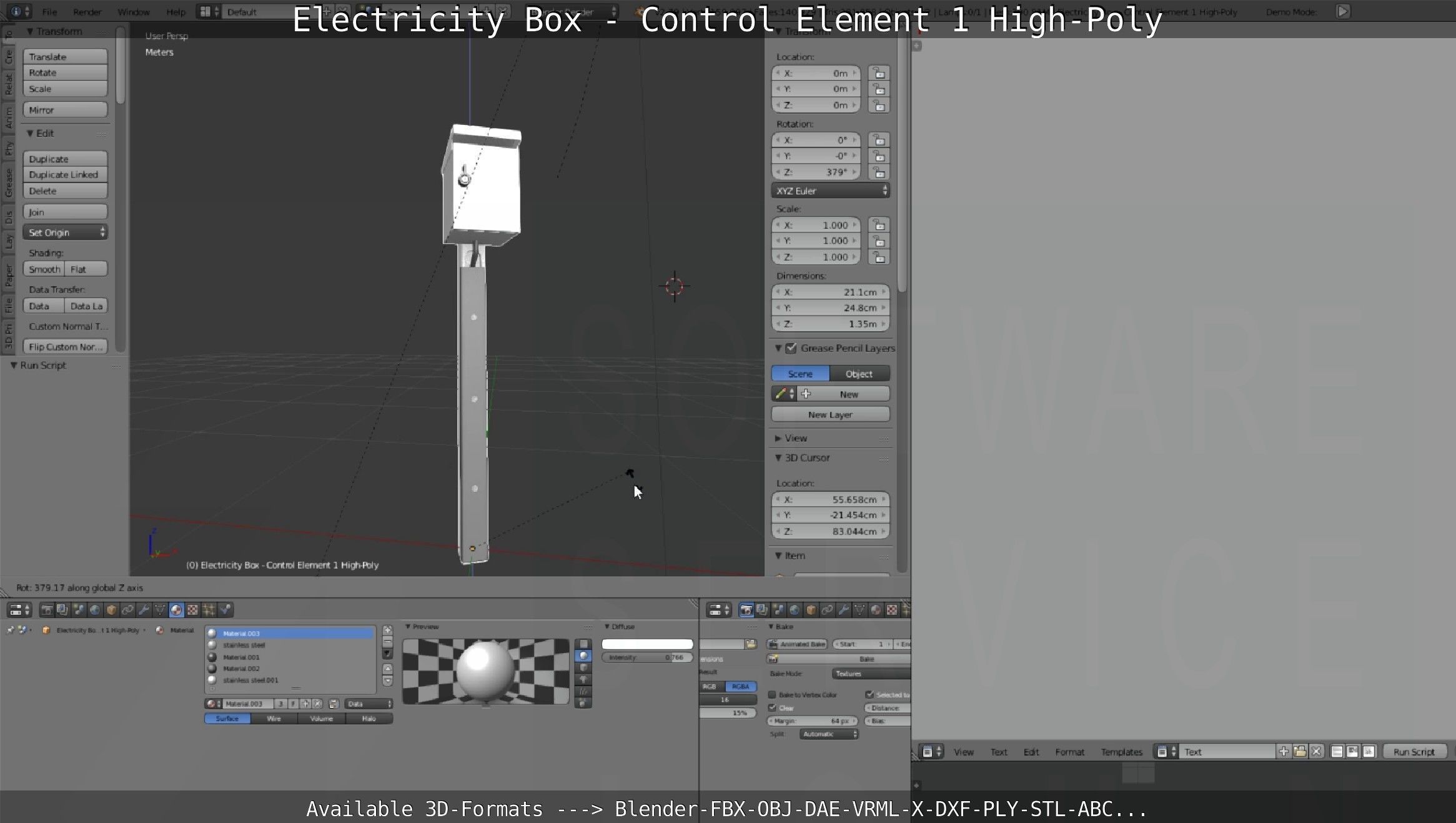 Electricity Box - Control Element 1 High-Poly Version 3D model_104