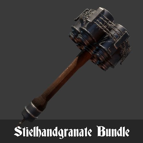 Stielhandgranate bundle Low-poly 3D model