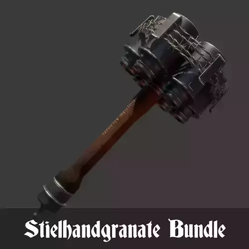Stielhandgranate bundle Low-poly 3D model