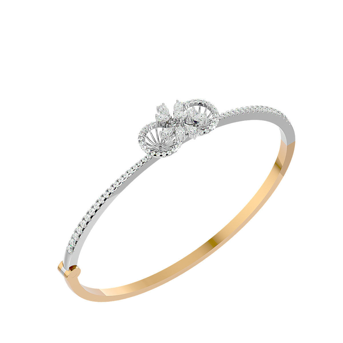 Blooming Flower Diamond Bracelet 3dm stl render detail 3D print model_5