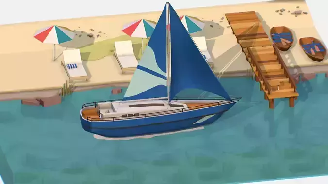 Blue Yacht Scene MotorBoat Blue