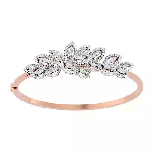 Flower Leaf Diamond Bracelet 3dm stl render detail
