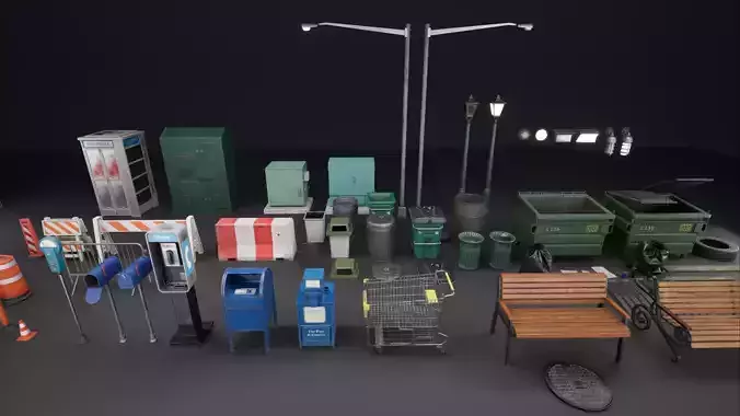 Urban City Pack UE4 Low-poly 3D model