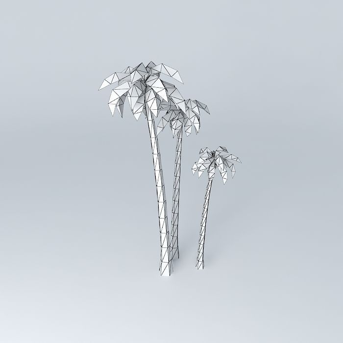group of palm trees, low-polygon Free 3D model_4