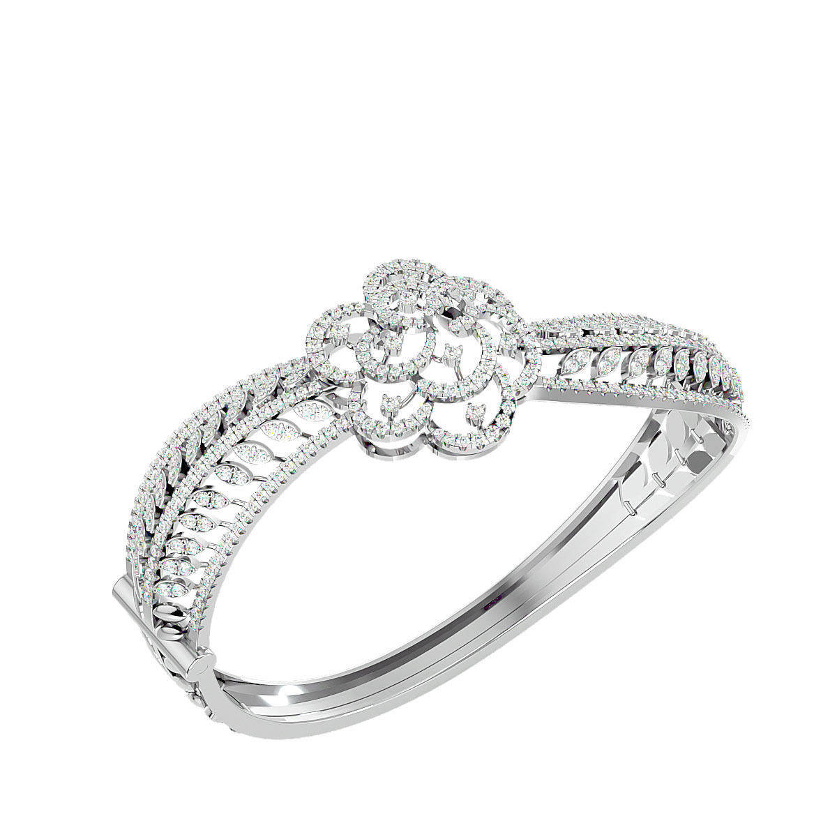 Blooming Flower Diamond Bracelet 3dm stl render detail 3D print model_8