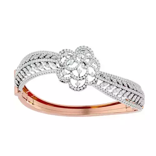Blooming Flower Diamond Bracelet 3dm stl render detail 3D print model