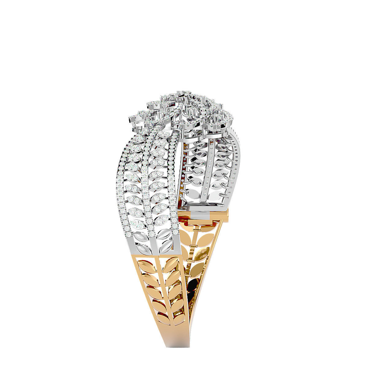 Blooming Flower Diamond Bracelet 3dm stl render detail 3D print model_9