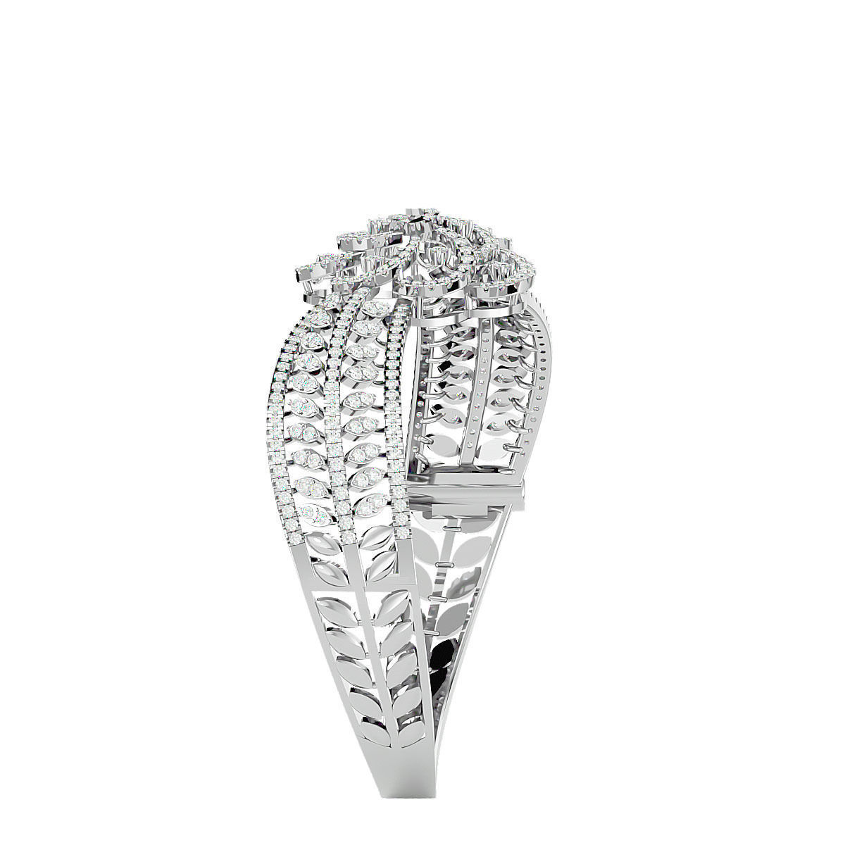 Blooming Flower Diamond Bracelet 3dm stl render detail 3D print model_5