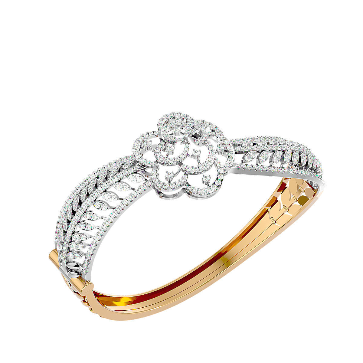 Blooming Flower Diamond Bracelet 3dm stl render detail 3D print model_4