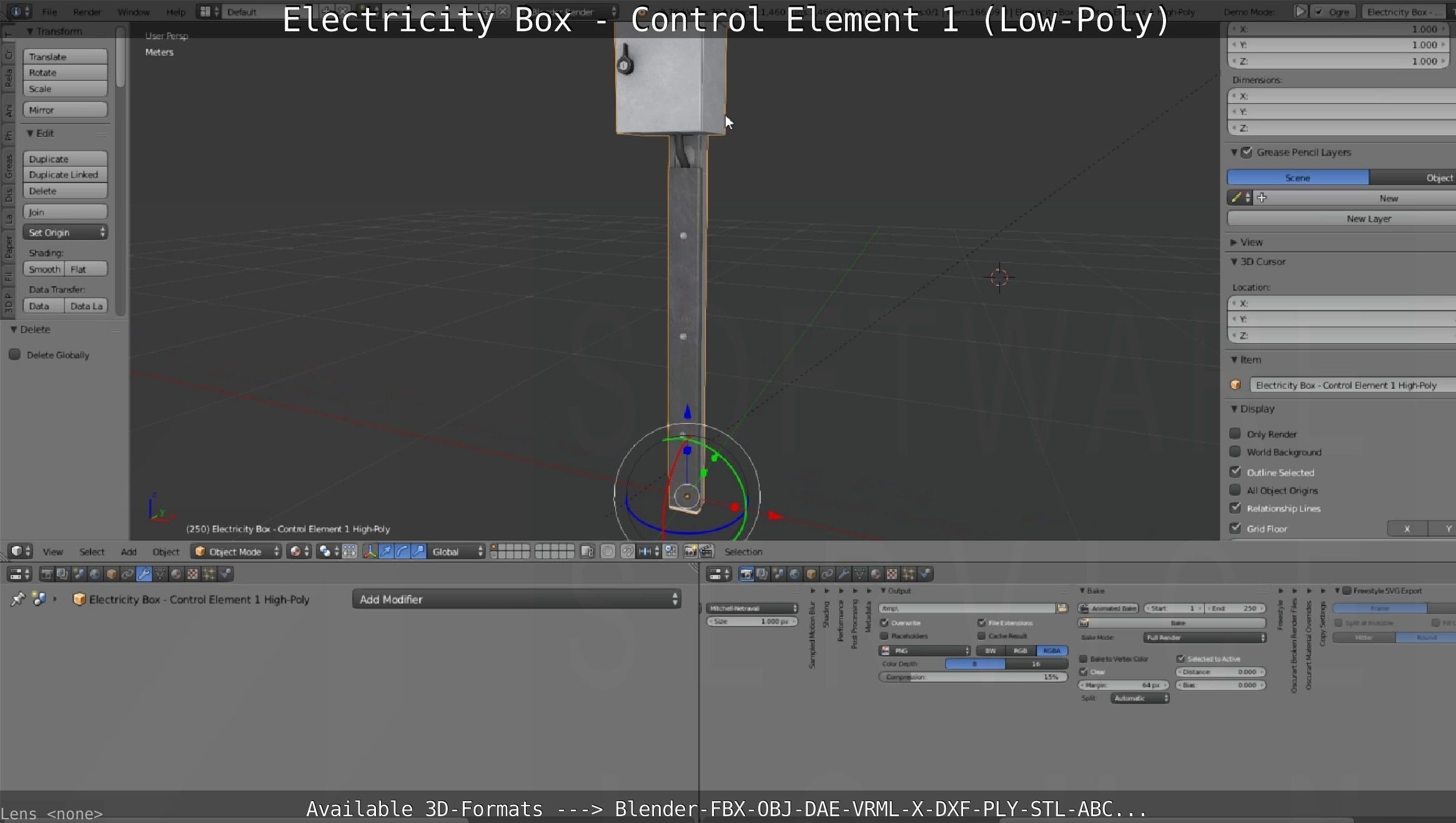 Electricity Box - Control Element 1 Low-Poly Version Low-poly 3D model_124