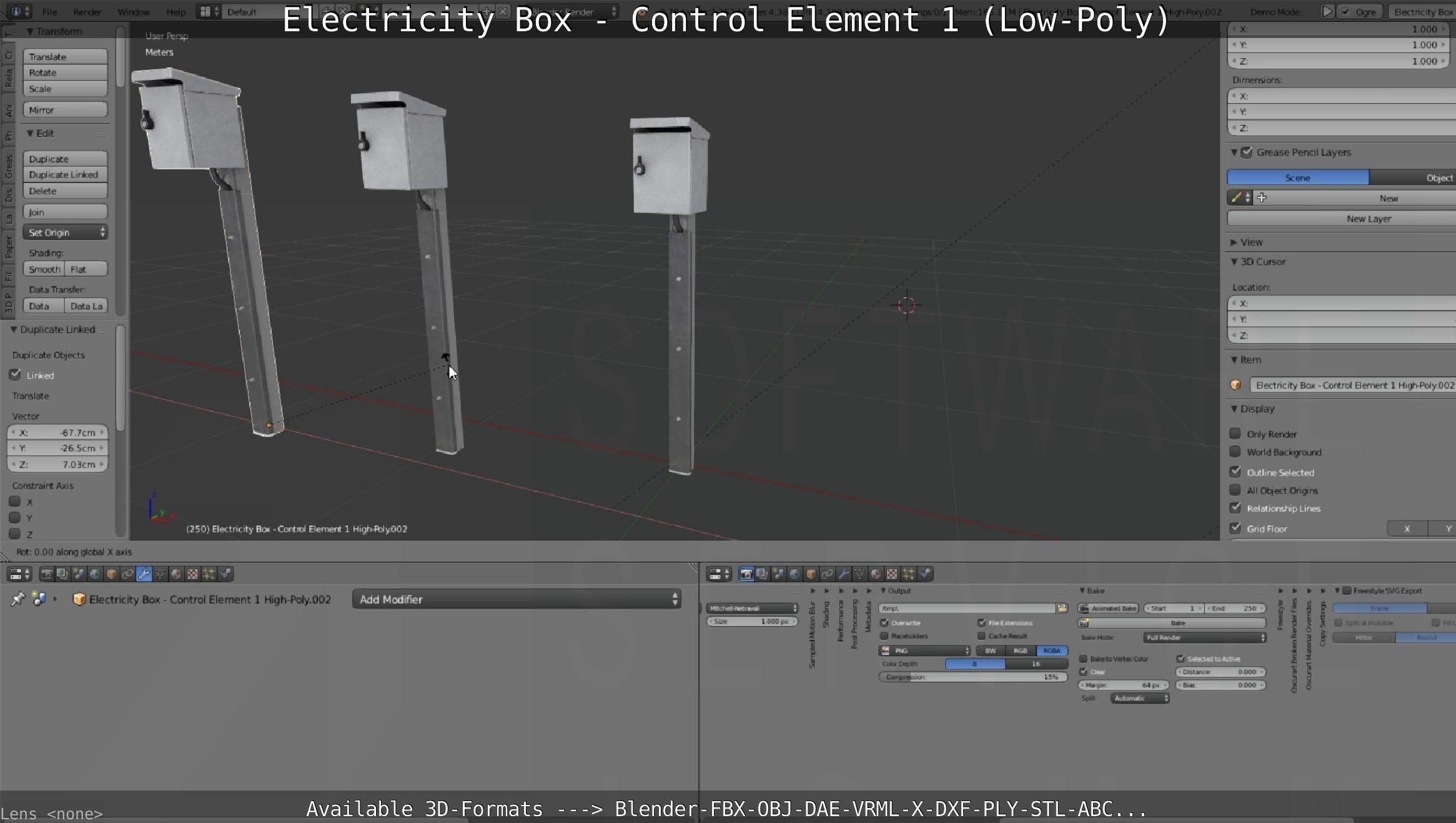 Electricity Box - Control Element 1 Low-Poly Version Low-poly 3D model_118