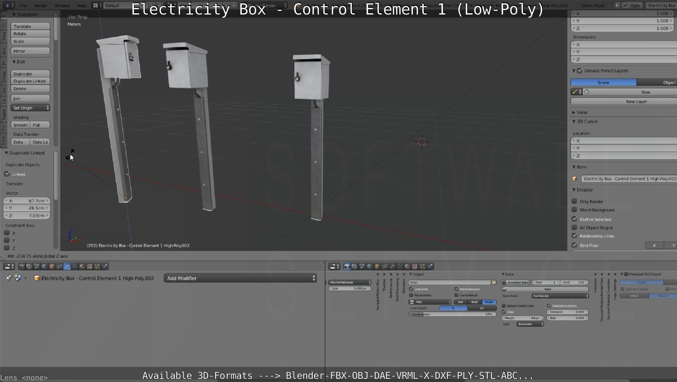 Electricity Box - Control Element 1 Low-Poly Version Low-poly 3D model_119