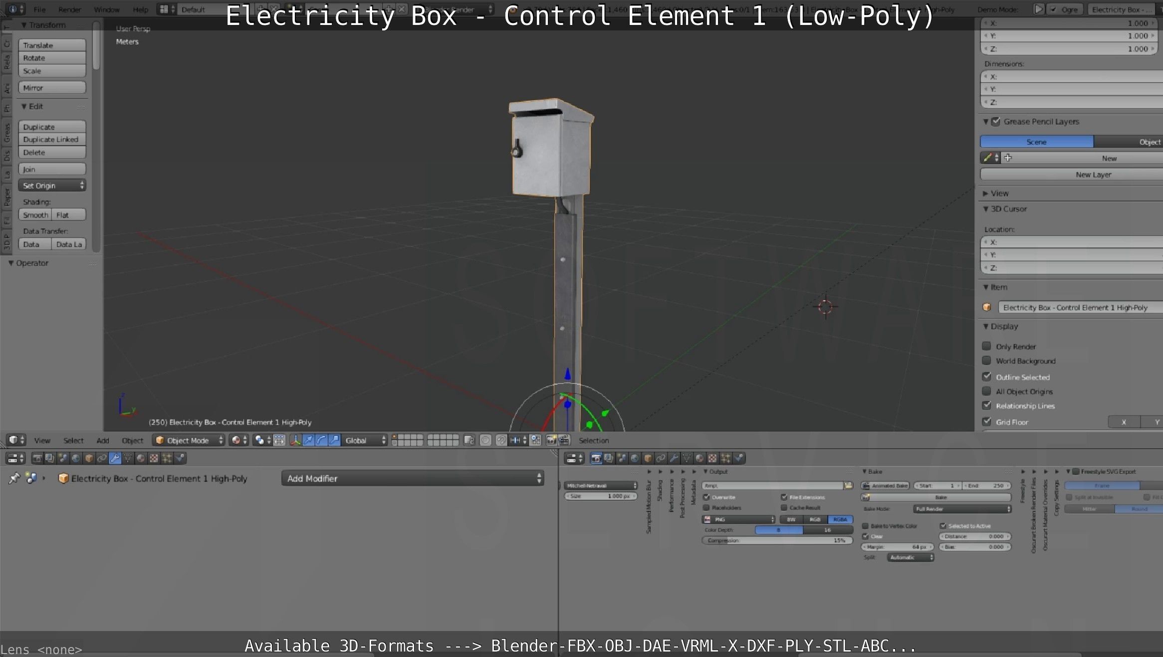 Electricity Box - Control Element 1 Low-Poly Version Low-poly 3D model_100