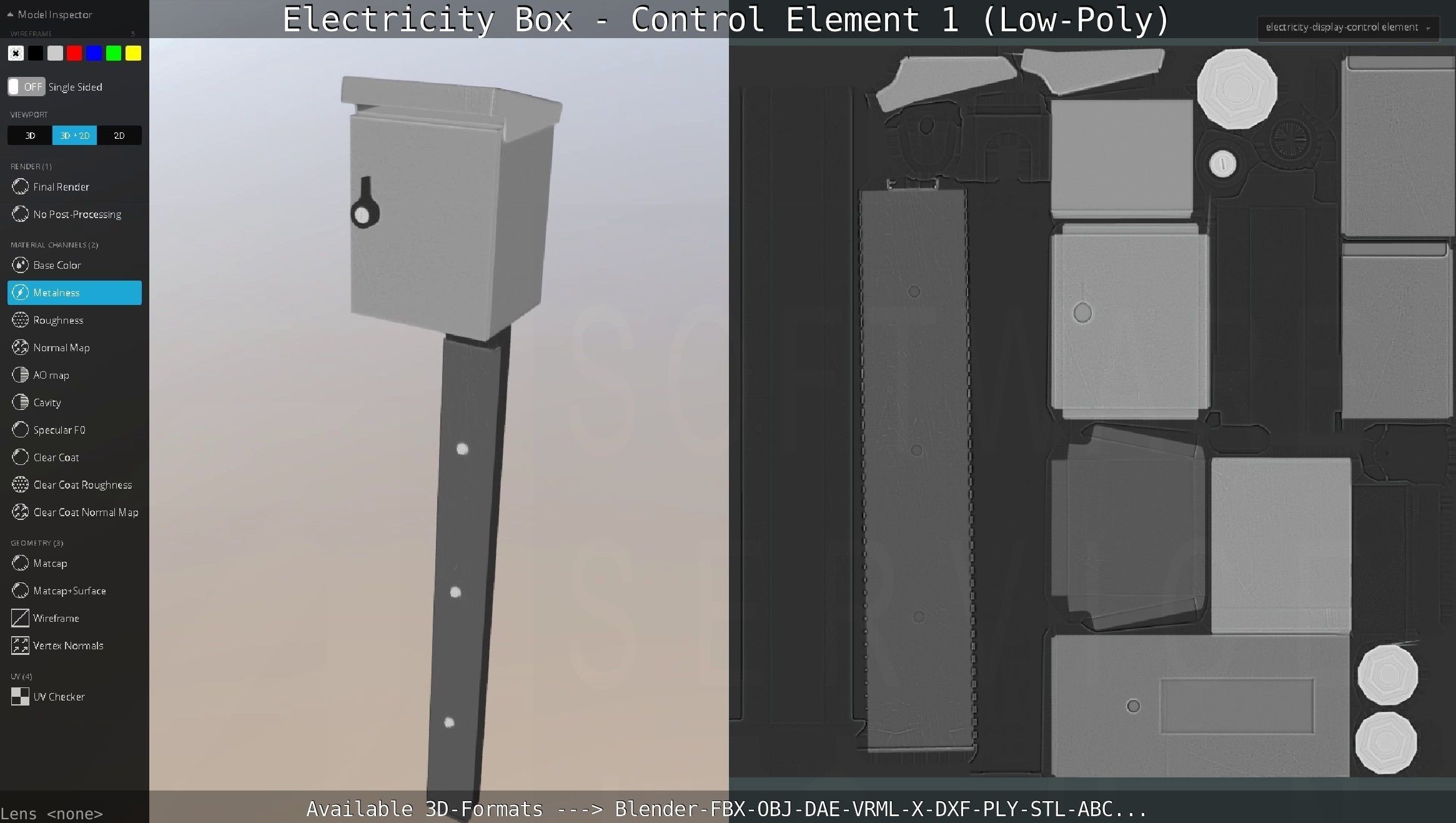 Electricity Box - Control Element 1 Low-Poly Version Low-poly 3D model_9