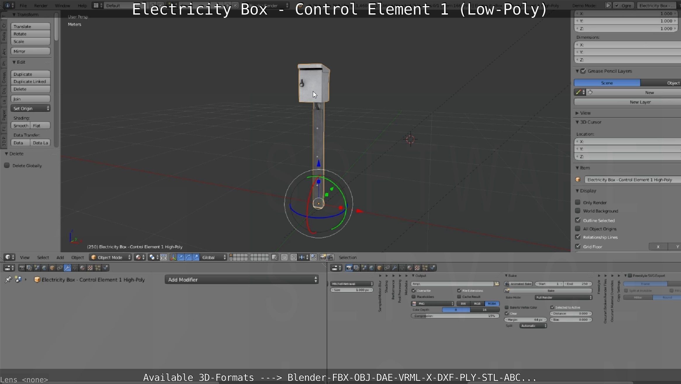 Electricity Box - Control Element 1 Low-Poly Version Low-poly 3D model_123