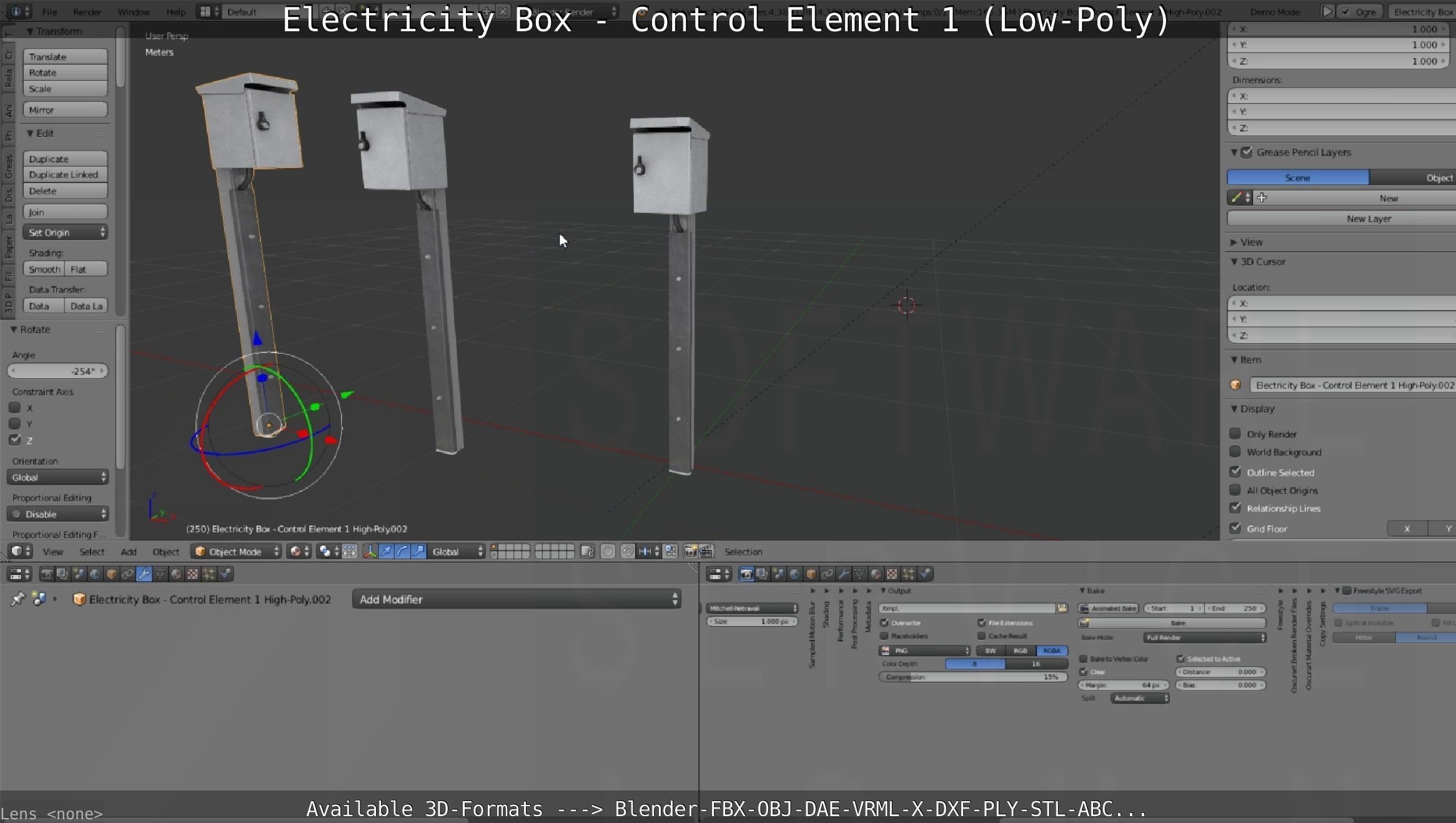Electricity Box - Control Element 1 Low-Poly Version Low-poly 3D model_120