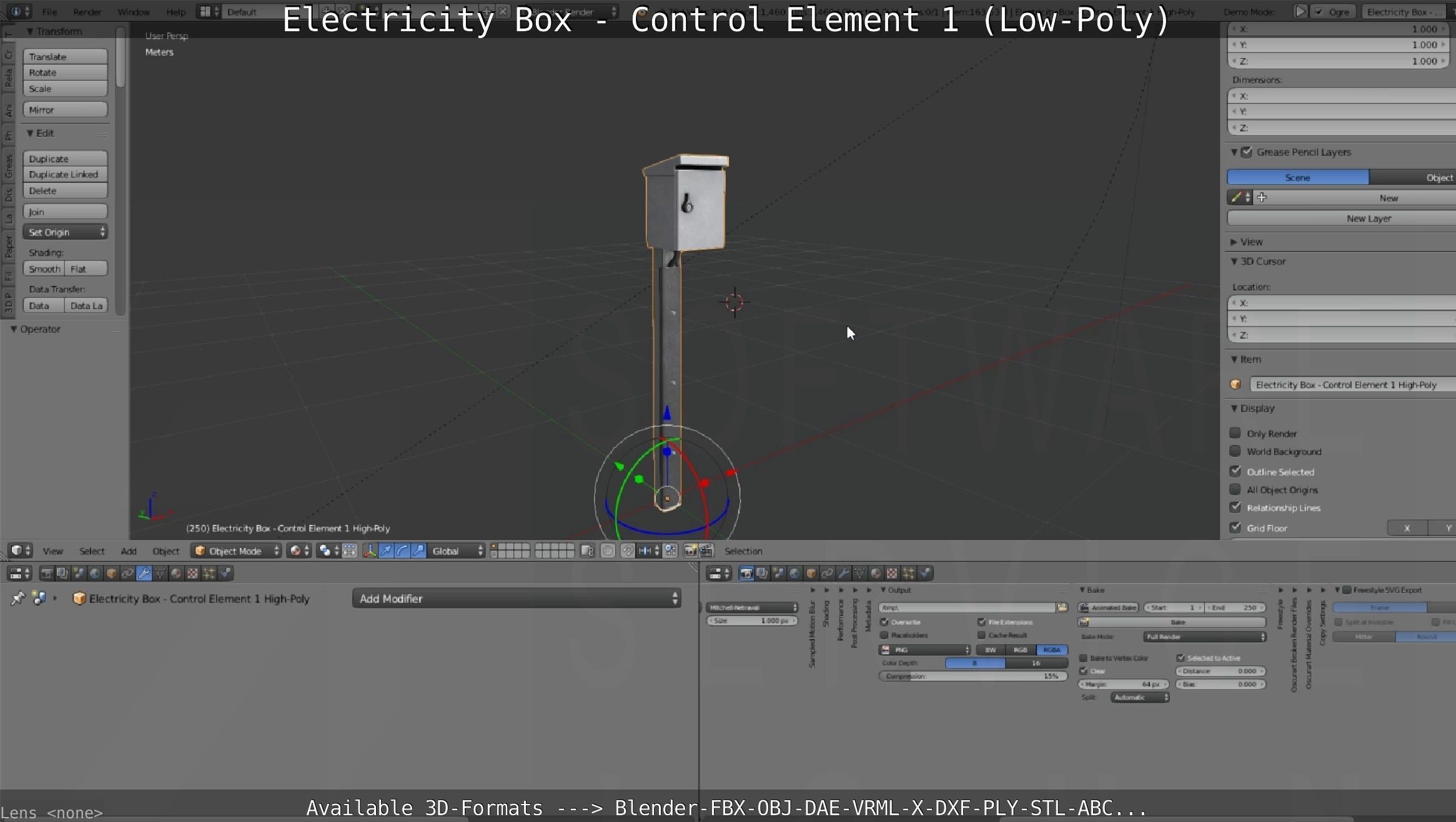 Electricity Box - Control Element 1 Low-Poly Version Low-poly 3D model_108